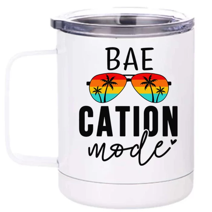 Vacation Summer Cute Couples Matching Baecation Mode Front & Back 12oz Stainless Steel Tumbler Cup