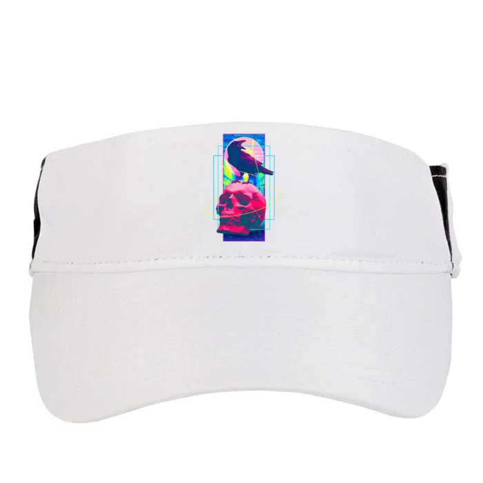 Vaporwave Skull & Crow Halloween Retro Aesthetic Art Adult Drive Performance Visor