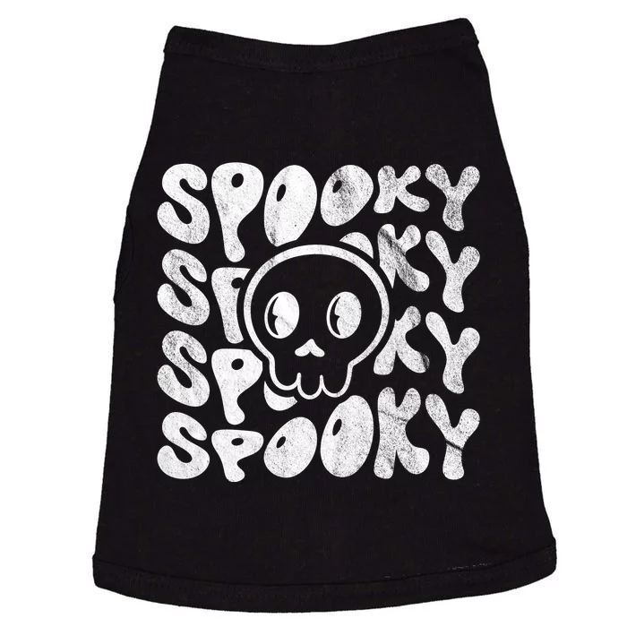 Vintage Spooky Creepy Ghost Skull Halloween Doggie Tank