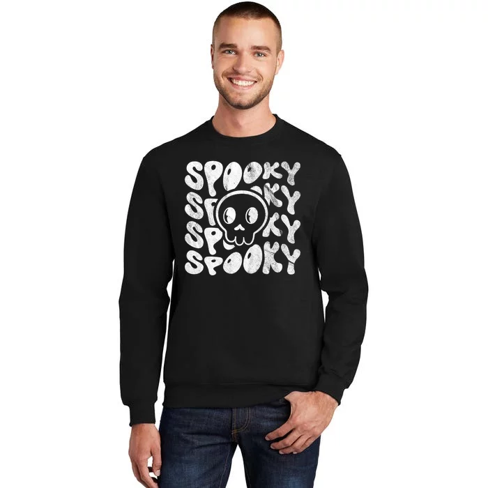 Vintage Spooky Creepy Ghost Skull Halloween Sweatshirt