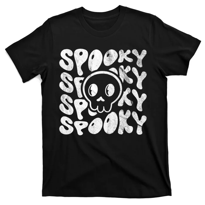 Vintage Spooky Creepy Ghost Skull Halloween T-Shirt