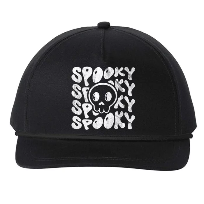 Vintage Spooky Creepy Ghost Skull Halloween Snapback Five-Panel Rope Hat