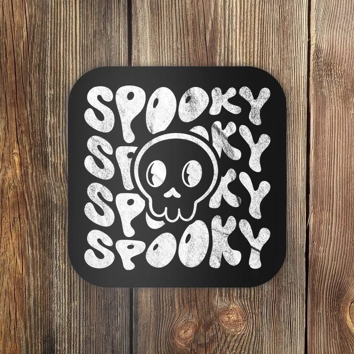 Vintage Spooky Creepy Ghost Skull Halloween Coaster