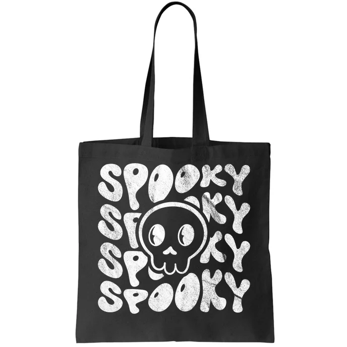 Vintage Spooky Creepy Ghost Skull Halloween Tote Bag