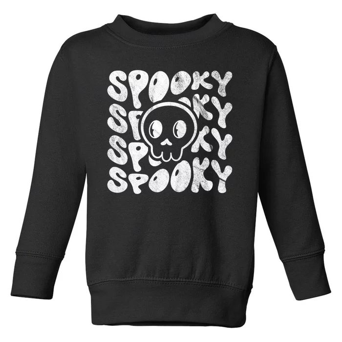 Vintage Spooky Creepy Ghost Skull Halloween Toddler Sweatshirt