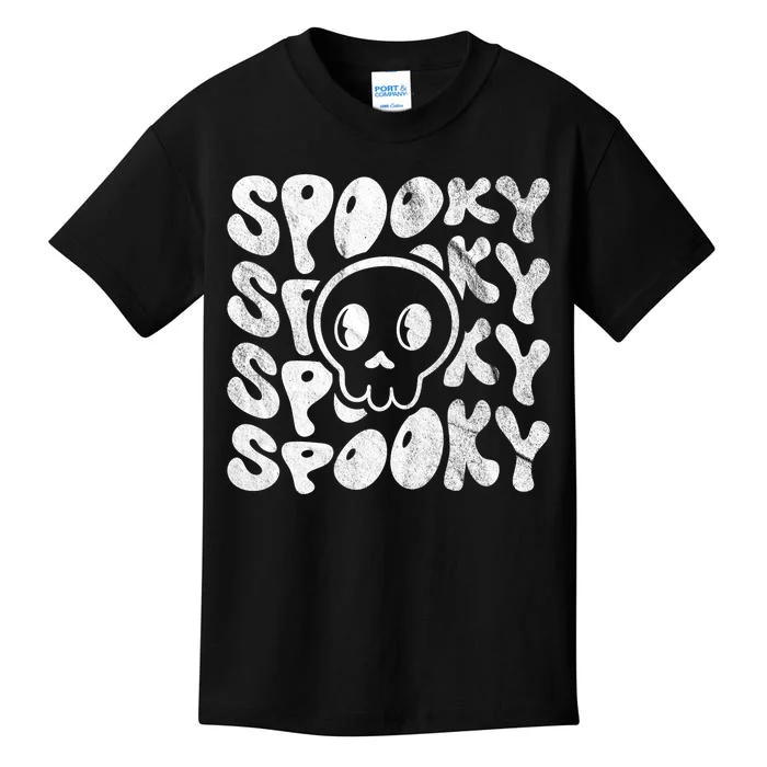 Vintage Spooky Creepy Ghost Skull Halloween Kids T-Shirt