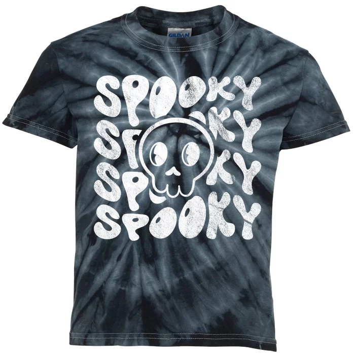 Vintage Spooky Creepy Ghost Skull Halloween Kids Tie-Dye T-Shirt