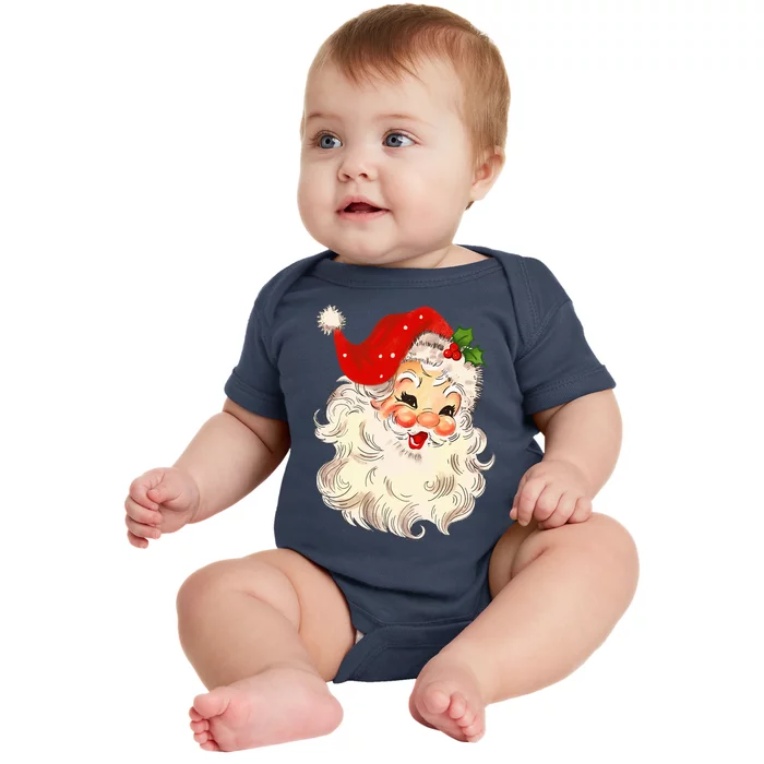 Vintage Santa Claus Face Christmas Xmas Santa Claus Baby Bodysuit