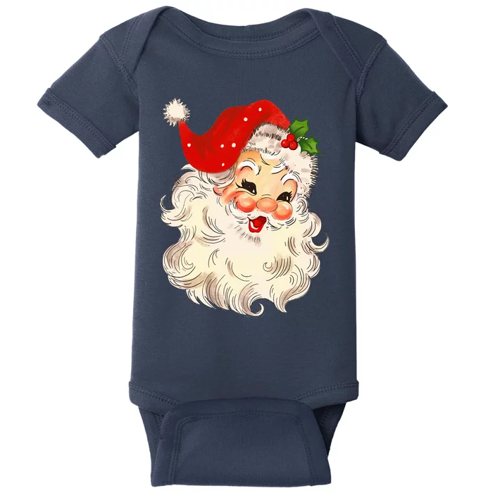 Vintage Santa Claus Face Christmas Xmas Santa Claus Baby Bodysuit