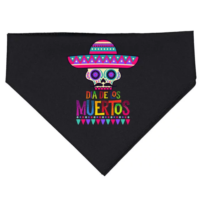 Vibrant Sugar Calavera Skulls Day Of Dead Dia De Los Muertos USA-Made Doggie Bandana