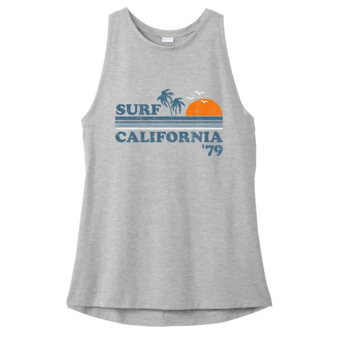 Vintage Surf California Beach Retro Sunset Surf 70's Gift Ladies Tri-Blend Wicking Tank