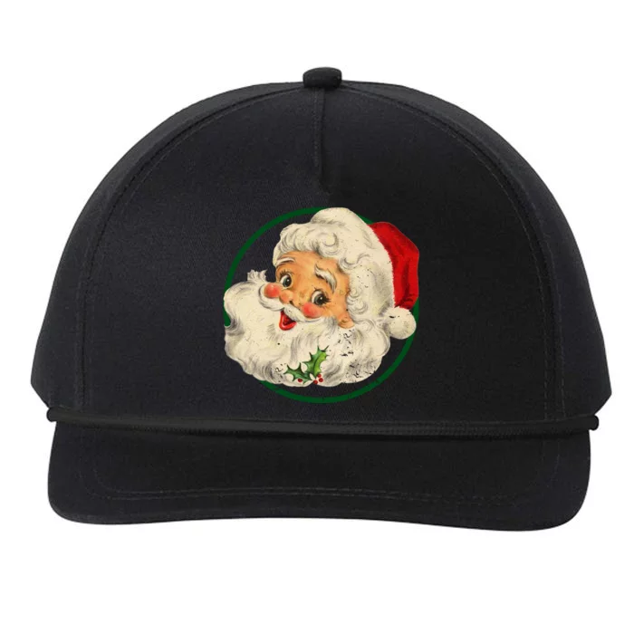 Vintage Santa Claus Christmas Gift Snapback Five-Panel Rope Hat