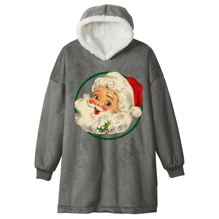 Vintage Santa Claus Christmas Gift Hooded Wearable Blanket