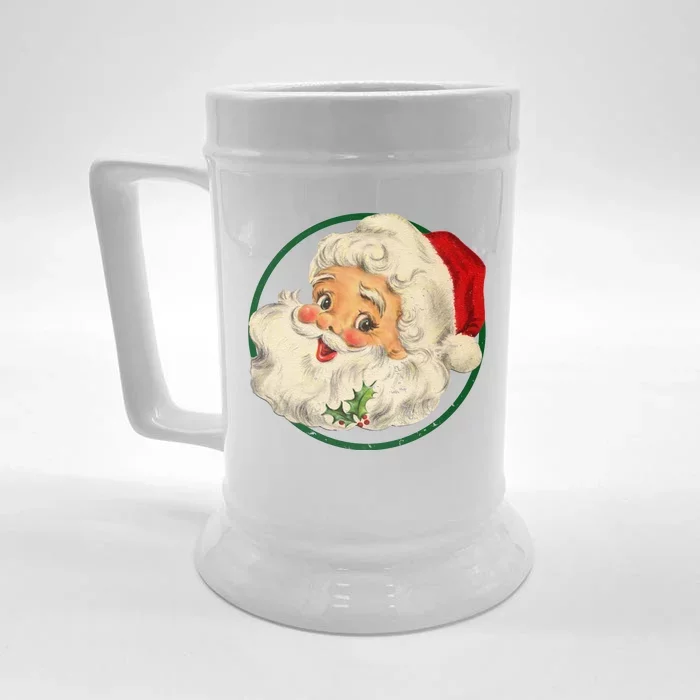 Vintage Santa Claus Christmas Gift Front & Back Beer Stein