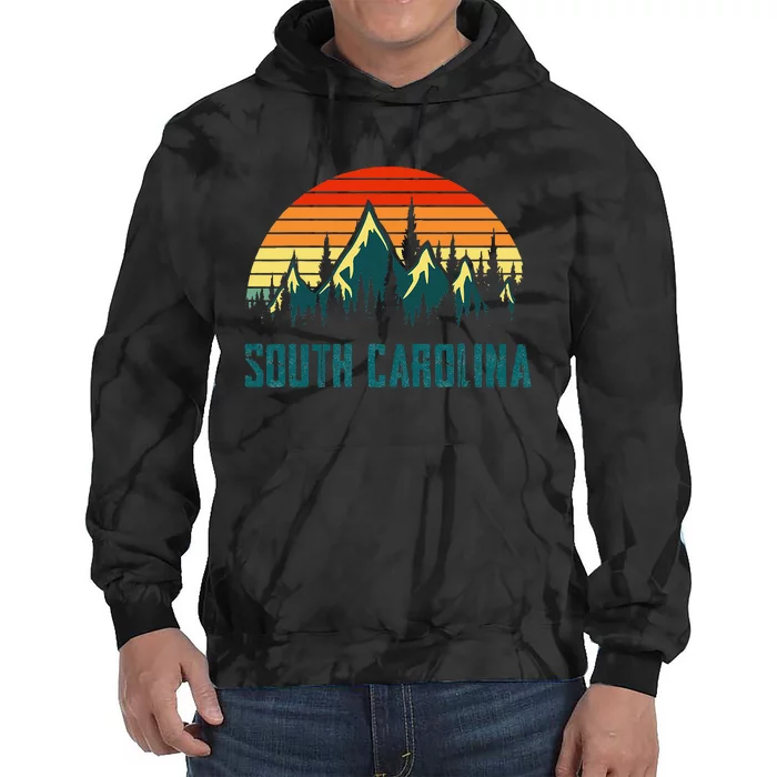 Vintage South Carolina Mountains Nature Hiking Retro Style Tie Dye Hoodie