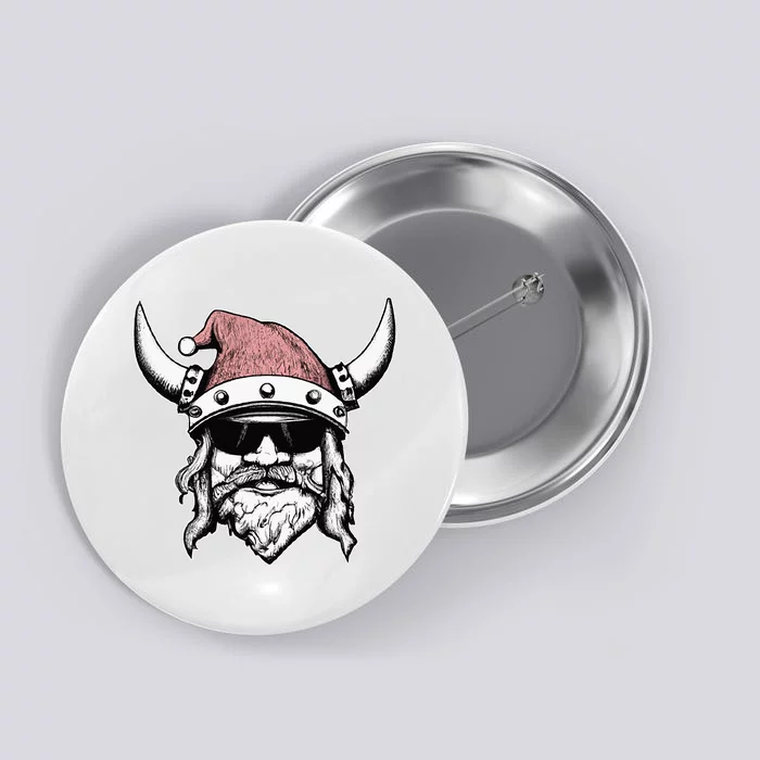 Viking Santa Cool Yule Norse Christmas Button