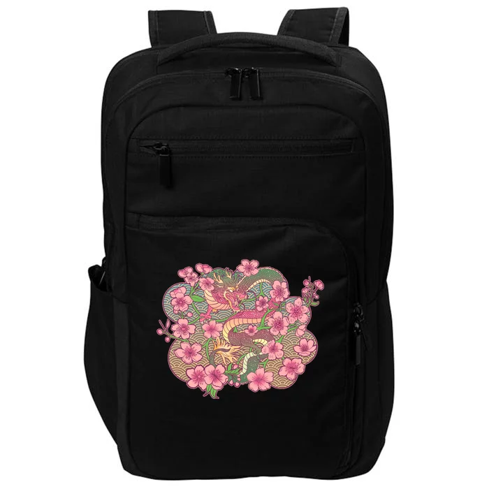 Vintage Springtime Cherry Blossom Sakura Flowers Dragon Impact Tech Backpack