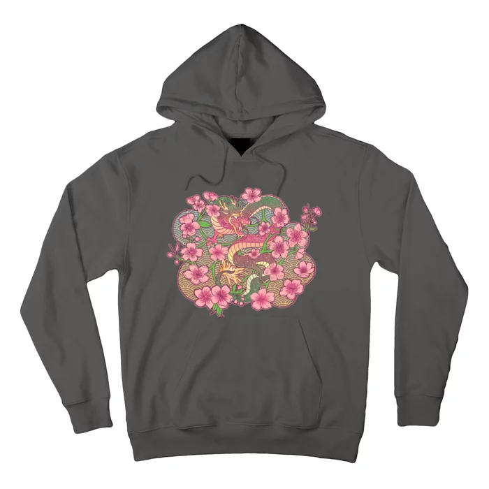 Vintage Springtime Cherry Blossom Sakura Flowers Dragon Hoodie