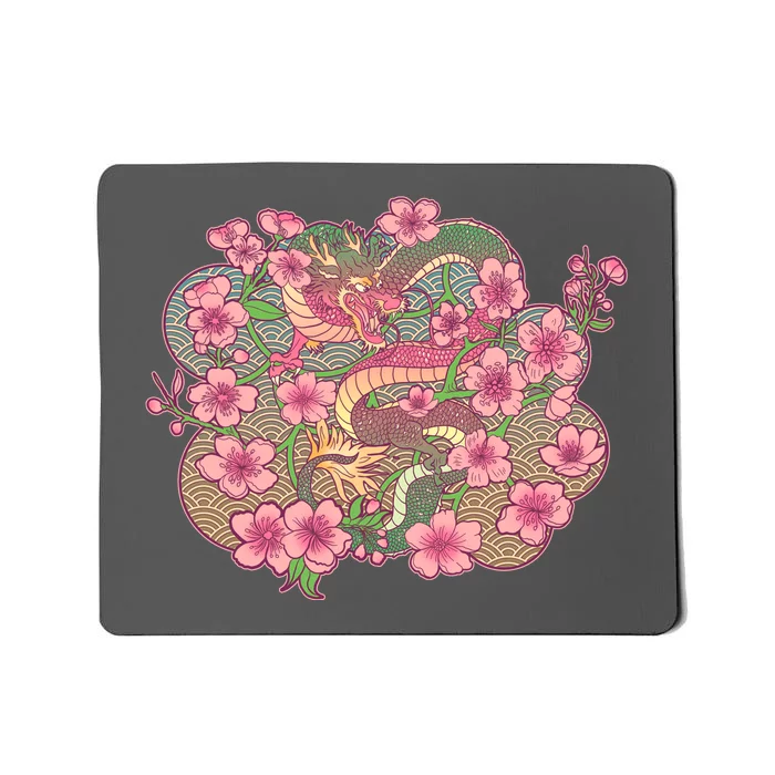 Vintage Springtime Cherry Blossom Sakura Flowers Dragon Mousepad