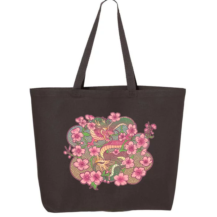 Vintage Springtime Cherry Blossom Sakura Flowers Dragon 25L Jumbo Tote