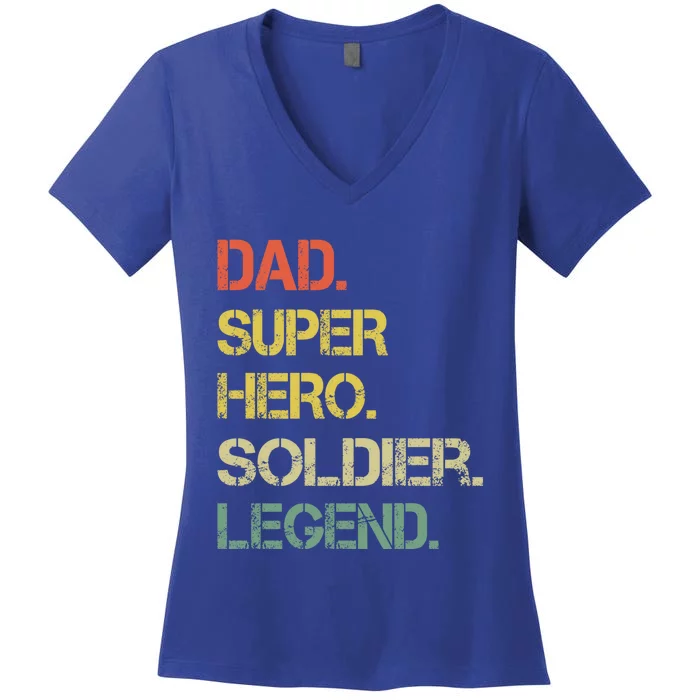 Vintage Style Dad Hero Soldier Legend Father's Day Gift Women's V-Neck T-Shirt