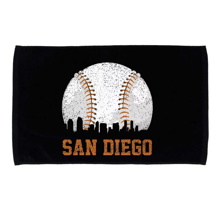 Vintage San Diego Cityscape Baseball Lover Player And Fans Microfiber Hand Towel