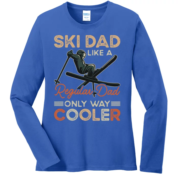 Vintage Ski Dad Snow Winter Sports Ski Lodge Gift Ladies Long Sleeve Shirt