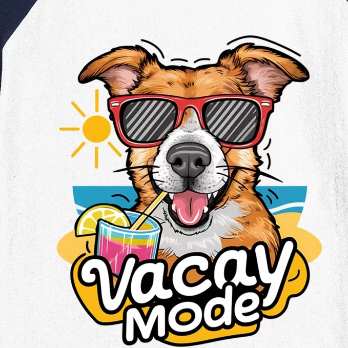 Vacation Summer Dog Sunglasses Puppy Summertime Vacay Mode Gift Baseball Sleeve Shirt