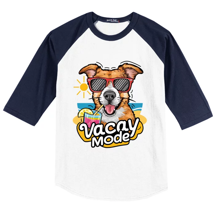 Vacation Summer Dog Sunglasses Puppy Summertime Vacay Mode Gift Baseball Sleeve Shirt