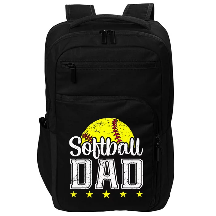 Vintage Softball Dad Funny Father's Day Impact Tech Backpack