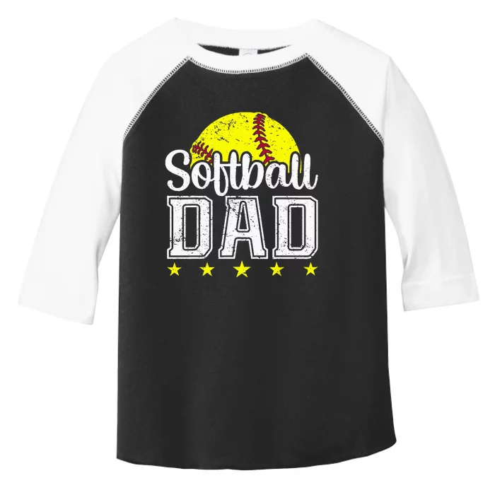 Vintage Softball Dad Funny Father's Day Toddler Fine Jersey T-Shirt