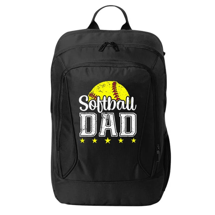 Vintage Softball Dad Funny Father Gift For Dad City Backpack