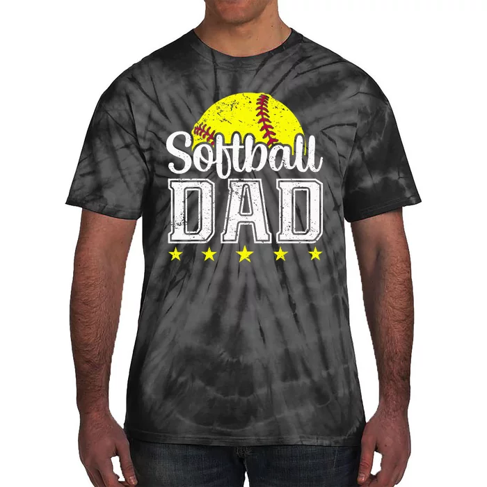 Vintage Softball Dad Funny Father Gift For Dad Tie-Dye T-Shirt