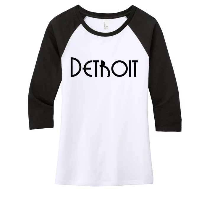 Vintage Style Detroit Logo Women's Tri-Blend 3/4-Sleeve Raglan Shirt