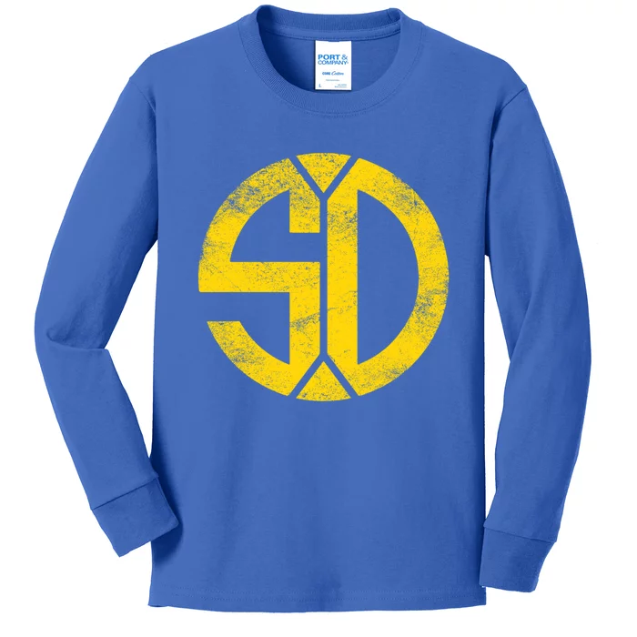 Vintage San Diego Sd Home Monogram Game Day Padre Great Gift Kids Long Sleeve Shirt