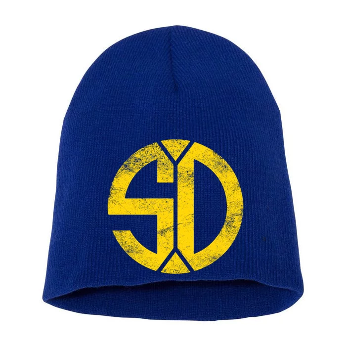 Vintage San Diego Sd Home Monogram Game Day Padre Great Gift Short Acrylic Beanie