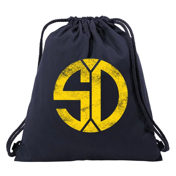 Vintage San Diego Sd Home Monogram Game Day Padre Great Gift Drawstring Bag