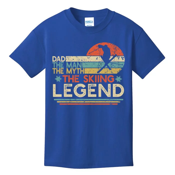 Vintage Ski Dad The The Myth The Skiing Legend Skier Cool Gift Kids T-Shirt