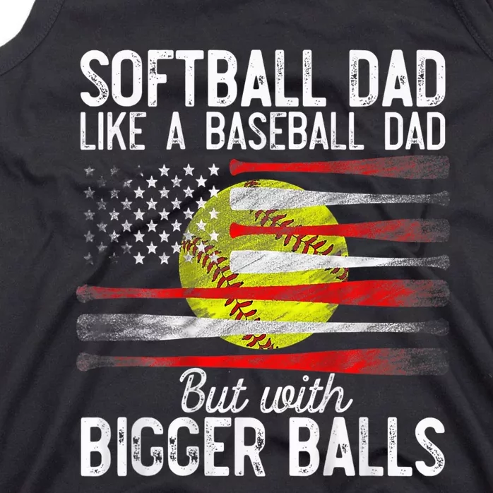 Vintage Softball Dad Like A Baseball Dad US Flag Fathers Day Tank Top