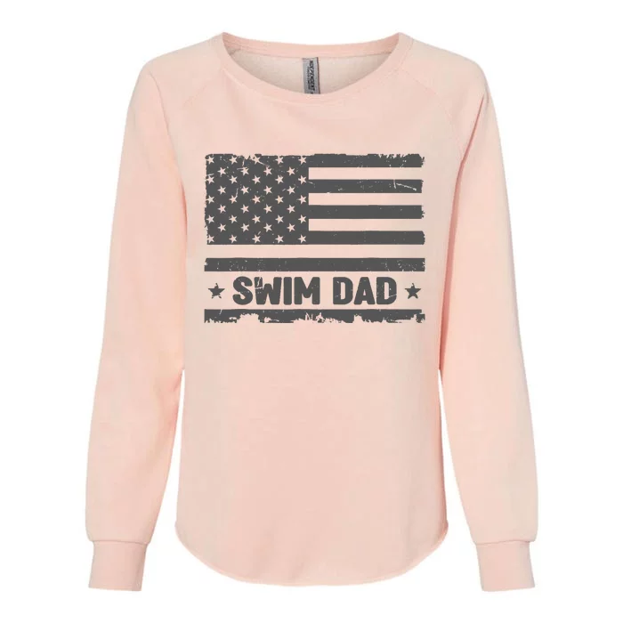 Vintage Swim Dad America US Flag Patriot Funny Gift Womens California Wash Sweatshirt