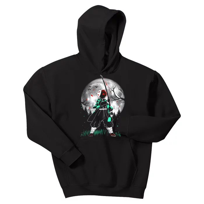 Vintage Slayers Demon Anime Art Blood Moon Kids Hoodie