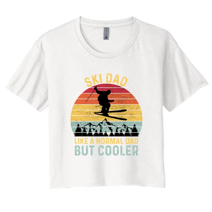 Vintage Ski Dad Like A Normal Dad But Cooler Cute Gift Women's Crop Top Tee