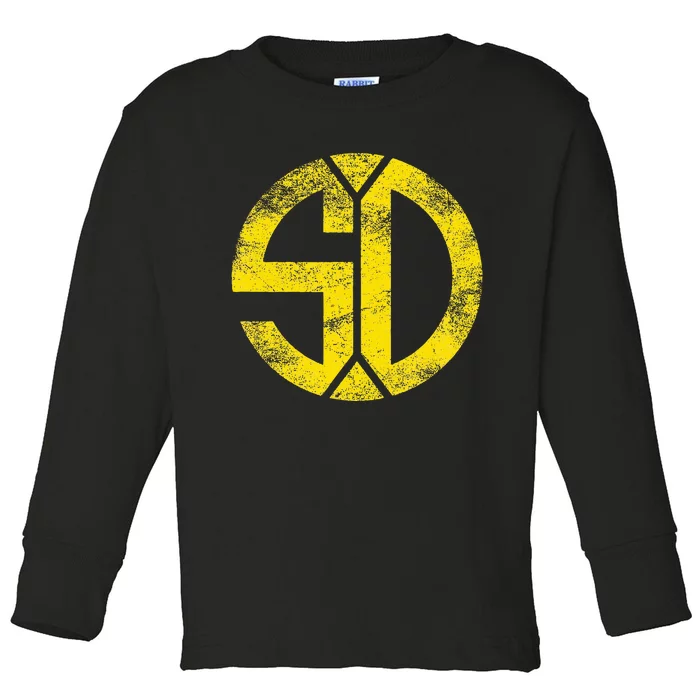 Vintage San Diego Sd Home Monogram Game Day Padre Toddler Long Sleeve Shirt