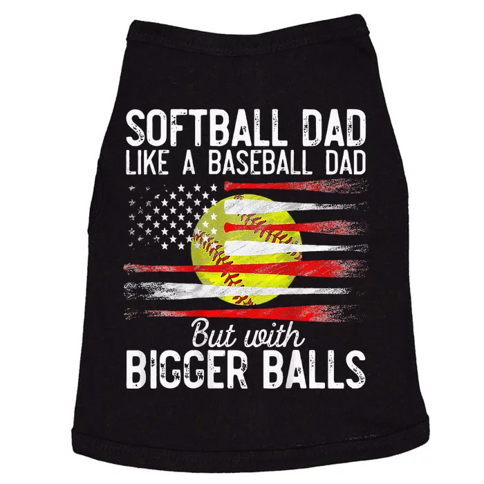 Vintage Softball Dad Like A Baseball Dad US Flag Fathers Day Doggie Tank