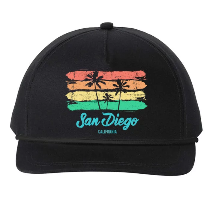 Vintage San Diego California Palm Trees Ca Retro Gift Snapback Five-Panel Rope Hat