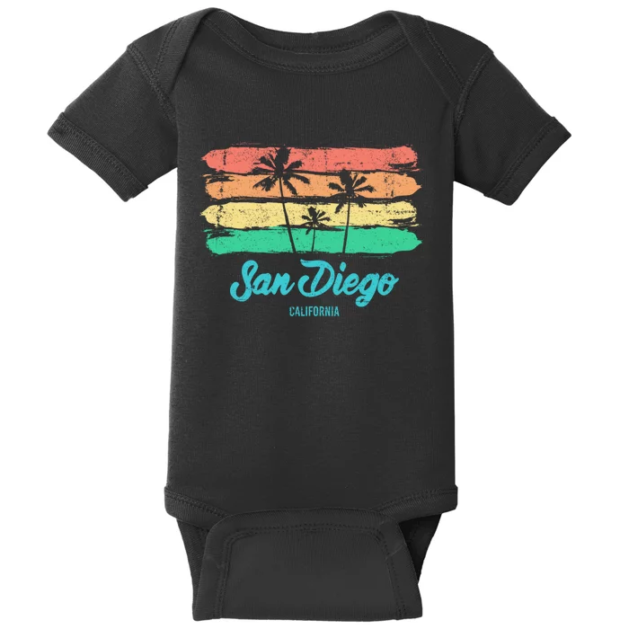 Vintage San Diego California Palm Trees Ca Retro Gift Baby Bodysuit