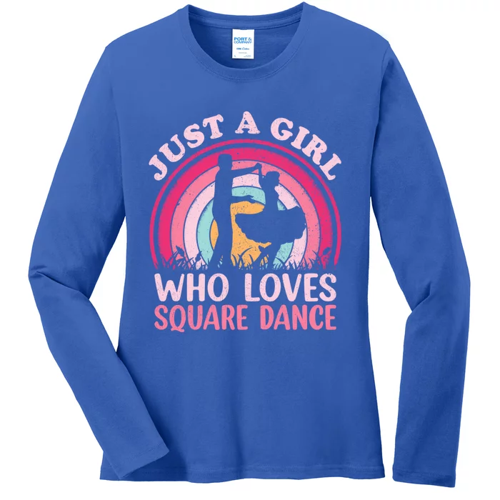 Vintage Square Dance Just A Who Loves Square Dance Gift Ladies Long Sleeve Shirt