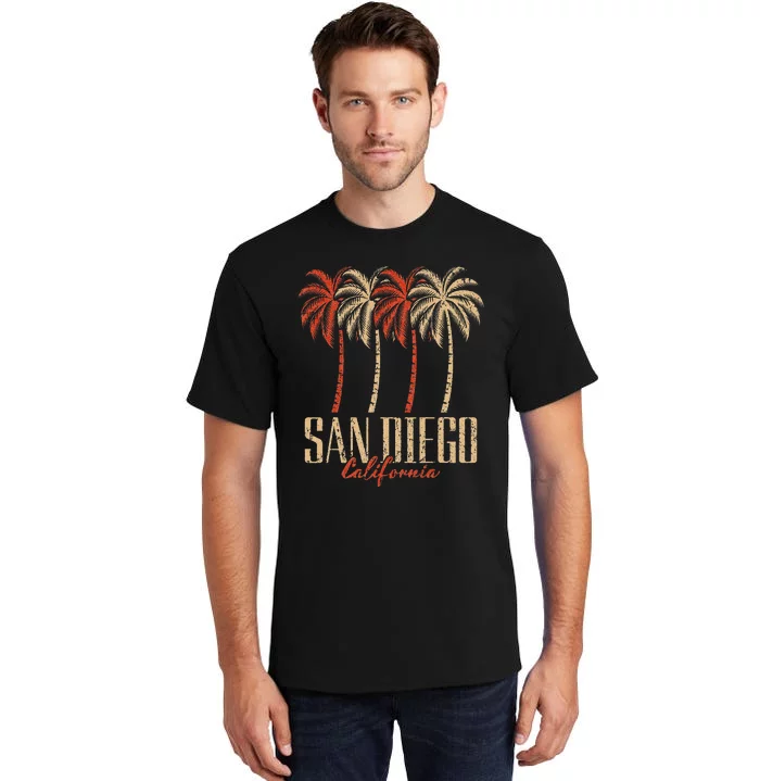 Vintage San Diego Retro Palm Trees Graphic Tall T-Shirt