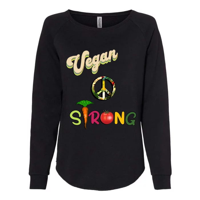 Vegan Strong Design Funny Retro Vegetarian Funny Gift Womens California Wash Sweatshirt