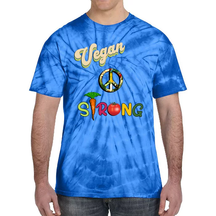 Vegan Strong Design Funny Retro Vegetarian Funny Gift Tie-Dye T-Shirt